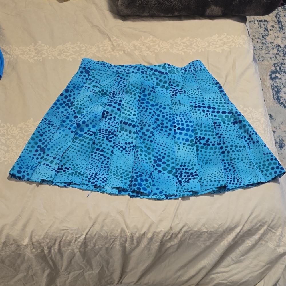 Stylish Blue Polka Dot Mini Skirt